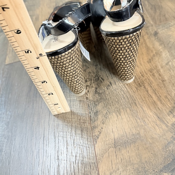 Faded Glory Black High Wedge open toe Sandals size 8 wedge sandals new - Picture 4 of 7